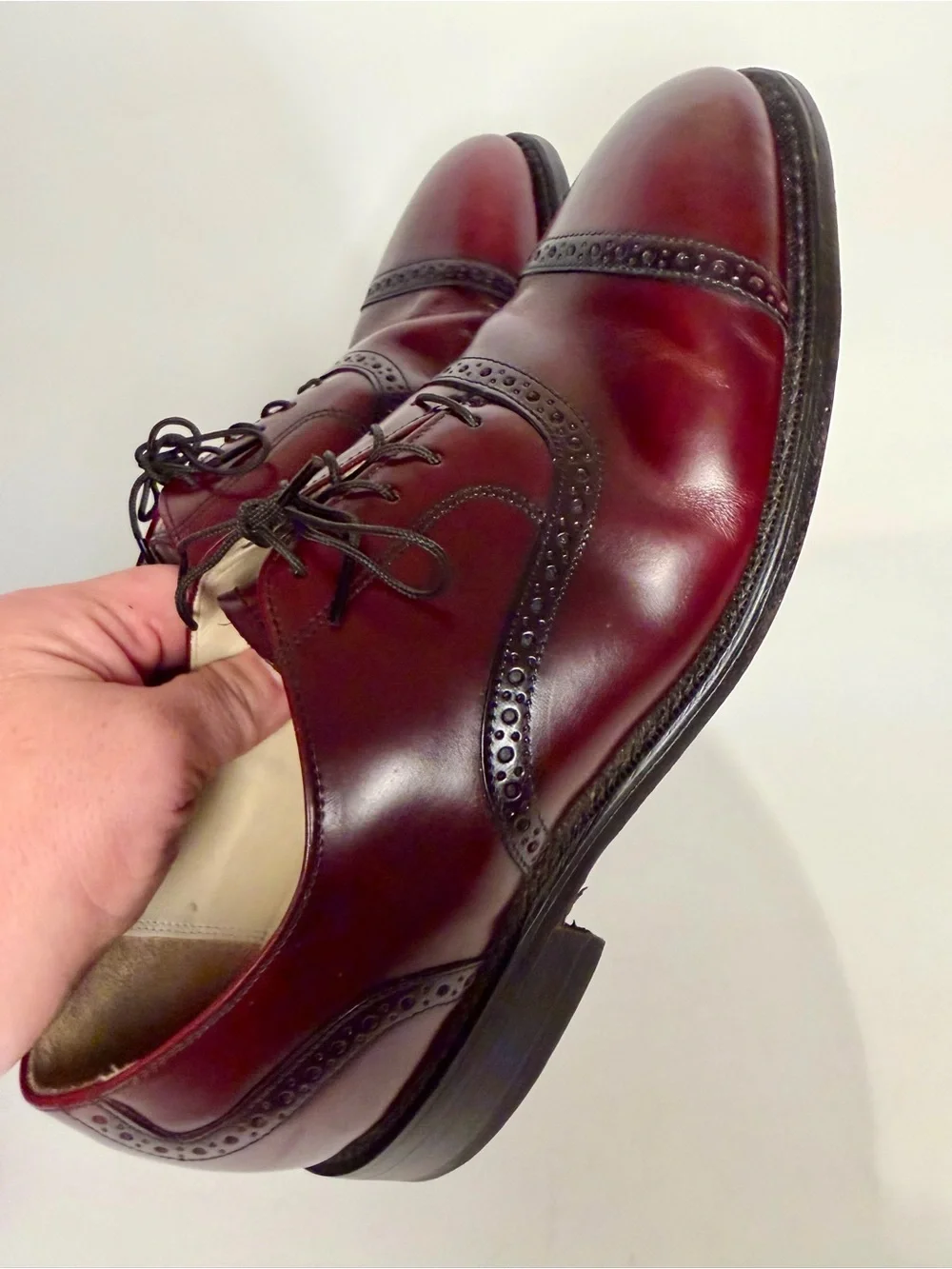 USA Bostonian Classics Burgundy Leather Cap Toe Oxford Dress Shoes, Size 10 D